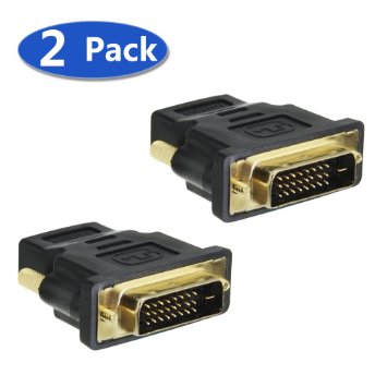 DVI to HDMI Adapter,VCE (2-PACK) Gold Plated DVI-D Adapter,DVI Male to HDMI Female Video Converter