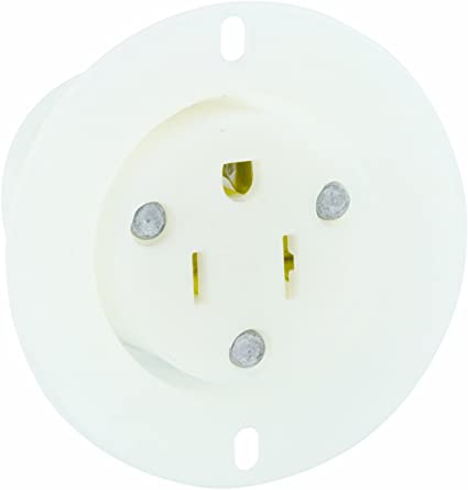 Leviton 5279-C 15 Amp, 125 Volt, Flanged Outlet Receptacle, Straight Blade, Industrial Grade, Grounding (White)