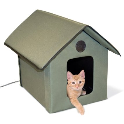 KampH Manufacturing Outdoor Kitty House - Olive 18 X 22 X 17 Heated or Unheated