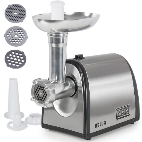 DELLA 1000W Electric Meat Grinder Kubbe Attachment w 3 Blade 2-Speed 5