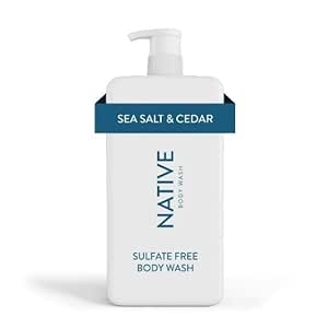 Native Body Wash Pump, Sea Salt & Cedar, Sulfate Free, Paraben Free, for Men and Women, 36 Oz ~ (Pack 1)