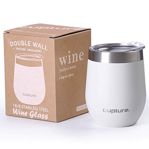 Cupture dsw12-1w stemless steel wine glasses 12 oz Winter White