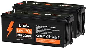 LiTime Batterie Lithium 24V 100Ah, 2 paquets