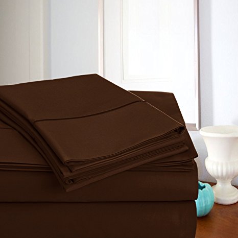 MEGA SALE TODAY! Luxury Sheets On Amazon-Highest Quality! Luxury 800 Thread count 100% Egyptian Cotton Ultra Soft Sheet Set, King - Chocolate