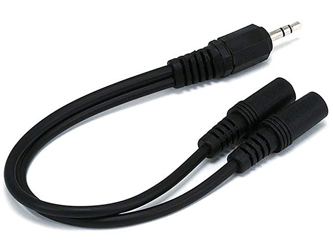 Monoprice 100667 6-Inch 3.5mm Stereo Plug/Two 3.5mm Stereo Jack Cable