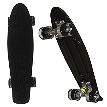 Ancheer 22" Skateboard Complete Classic Retro Cruiser Plastic Skate Board with LED Light Up Wheels