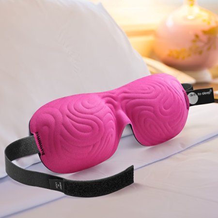 Sleep Mask Luxury Embossed Red or Pink for Women Drift to Sleep Contoured & Comfortable US Patented Eye Mask Ideal for Students, Shift Work ,Travel, Yoga and Meditation Enjoy Restful Sleep NOW! (Pink)