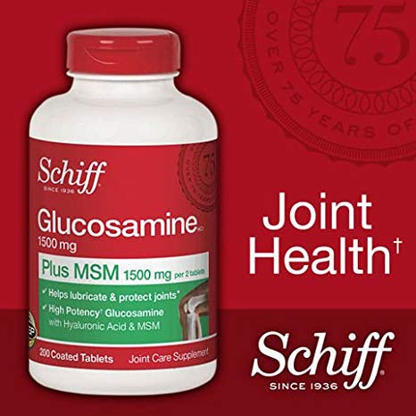 Schiff Glucosamine 1500mg Plus MSM 1500mg and Hyaluronic Acid, Joint Supplement, 600 Count , Schiff-6hf4