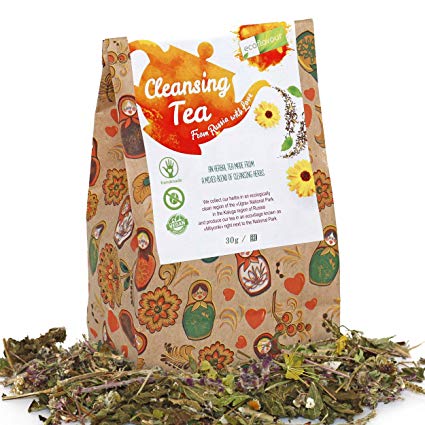 Ecoflavour Cleansing Tea, Herbal Loose Leaf Tea, Premium Blend of 13 Cleansing Herbs, Detox Tea, Finest Ingredients, Handmade, Non-GMO, No Dyes, Pesticide-Free, No Added Flavours, Sugar-Free, 30g