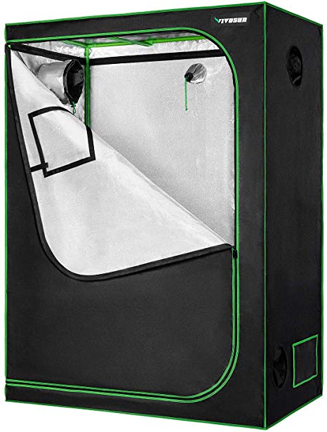 VIVOSUN 60"x32"x80" Grow Tent Mylar Hydroponic Grow Tent with Observation Window and Floor Tray for Indoor Plant Growing