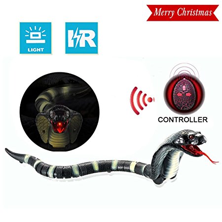 Snake Toys for Kids, Unee1 Infrared RC Remote Control Chargeable Lifelike Realistic Naja Cobra Toy with Retractable Tongue and Swinging Tail for Children Fun Entertainment Gifts