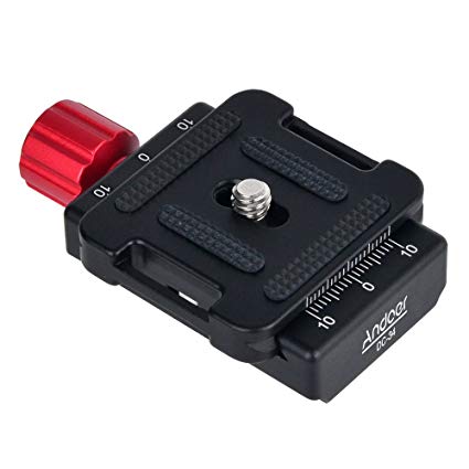 Andoer DC-34 Quick Release Plate Clamp Adapter with One Quick Release Plate 1/4" Screw for Arca-Swiss AS Standard QR Tripod Head