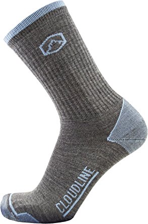 CloudLine Merino Wool Hiking & Athletic Crew Socks - Ultra Light - Made in USA