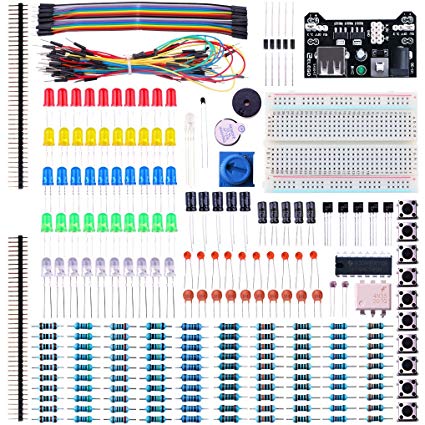 ELEGOO Electronic Fun Kit Breadboard Cable Resistor Capacitor LED Potentiometer Arduino Learning Kit, UNO R3, MEGA2560, Raspberry Pi, Datasheet Available To Download