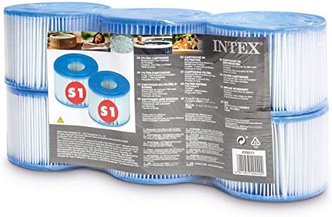 Intex 29011E Type S1 PureSpa Easy Set Pool Spa Hot Tub Filter Replacement Cartridges (18 Filters), Blue and White