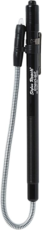 STREAMLIGHT - SL65618WBL Streamlight 65618 Stylus Reach Pen Light with Flexible 7-Inch Extension Cable, Black with Arctic White Beam - 11 Lumens