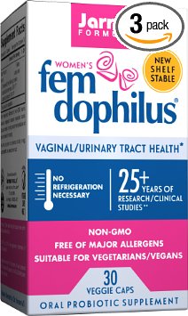 Jarrow Formulas Fem-Dophilus, 1 Billion Organisms Per Cap, Supports Vaginal and Urinary Tract Health, 30 Count (Cool Ship, Pack Of 3)