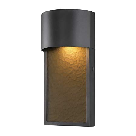 Globe Electric 44227 Sutherland 8.5-Watt Integrated LED Wall Sconce, Bronze with Amber Water Glass Shade