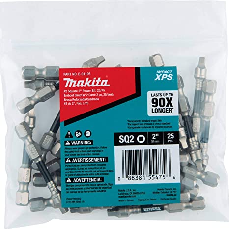 Makita E-01105 Impact XPS #2 Square 2" Power Bit, 25/pk, Bulk