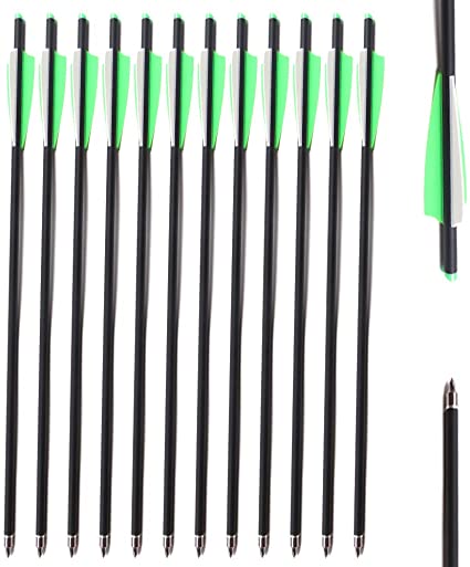 TOPARCHERY 12pcs Crossbow Bolts 20 inch Hunting Archery Carbon Arrow Crossbow Bolts Arrow with 4 inch Vanes and Replaced Arrowhead/Tip