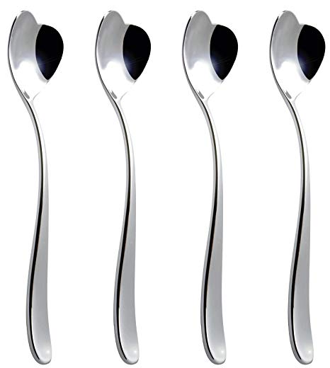 A di Alessi Set Composed of Four Ice Cream Spoons in 18/10 Stainless Steel, Silver, 17 x 19 x 10 cm