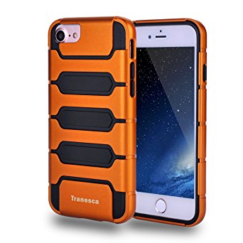 iPhone 7 case,Tranesca double layer heavy duty bumper case with detachable inner shell (Sunset Orange)-also includes one backup inner shell and tempered glass screen protector for iPhone 7 4.7 inch