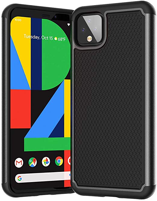 OULUOQI Compatible with Google Pixel 4 XL Case, Dual-Layer Hybrid Design Shockproof & Scratch Resistant Protective Bumper Cover Case for Google Pixel 4 XL(2019 Release), Black