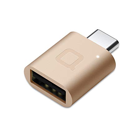 nonda USB-C to USB 3.0 Mini Adapter [World's Smallest] Aluminum Body with Indicator LED for Macbook Pro 2016, MacBook 12-inch and other Type-C Devices (Gold)