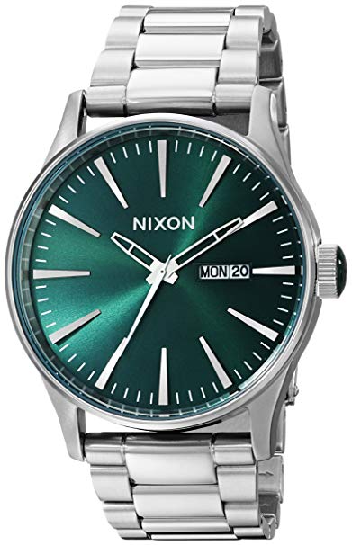 Nixon Sentry SS Stainless Steel Day/Date 42mm WR 100 Meters Mens Watch A356