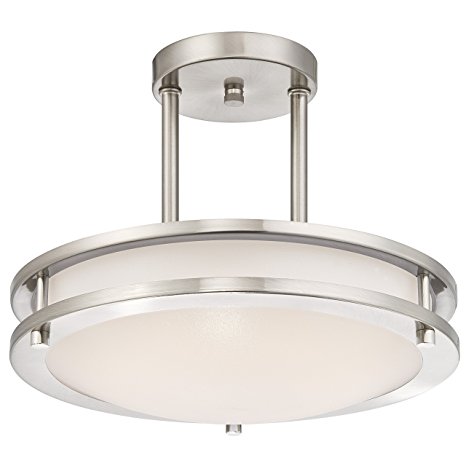 Westinghouse 6400900 Dimmable LED Indoor Semi-Flush Mount Ceiling Fixture, Brushed Nickel Finish