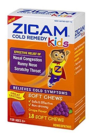 Zicam Cold Remedy Kids Soft Chews Grape Flavor - 18 Ct Two Pack