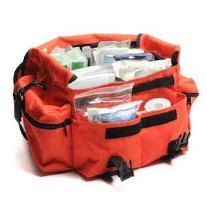 First Responder First Aid Kit Orange Trauma Bag Fully Stocked Best Overall Value Great for Earthquake Tornado Preparedne
