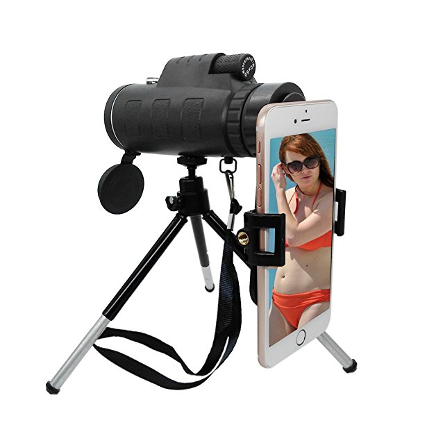 [Latest Upgraded]Jaylinna Generic HD 40x60 Smart Phone Telescope Sets Mobile Phone Lens Kits with Adapter and Tripod for Iphone Samsung HTC Huawei Sony and More(40x60)
