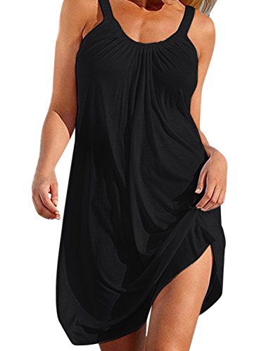 Sue&Joe Women's Cover Ups Sleeveless Stretchy Plain Casual Summer Beach Dress