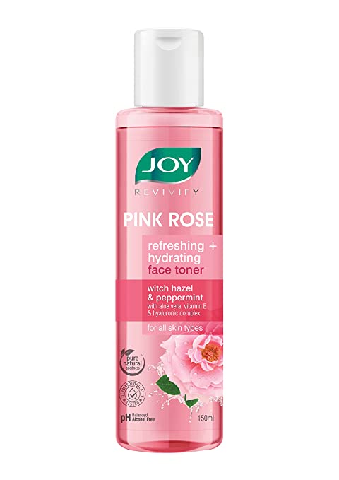 Joy Revivify Pink Rose Toner for Glowing Skin | Refreshing & Hydrating Face Toner with Witch Hazel & Peppermint – Alcohol Free Toner for All Skin Types - 150 ml