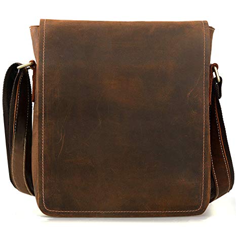 Jack&Chris Mens Messenger Bag, Leather Satchel Bag Shoulder Bag for Work Business