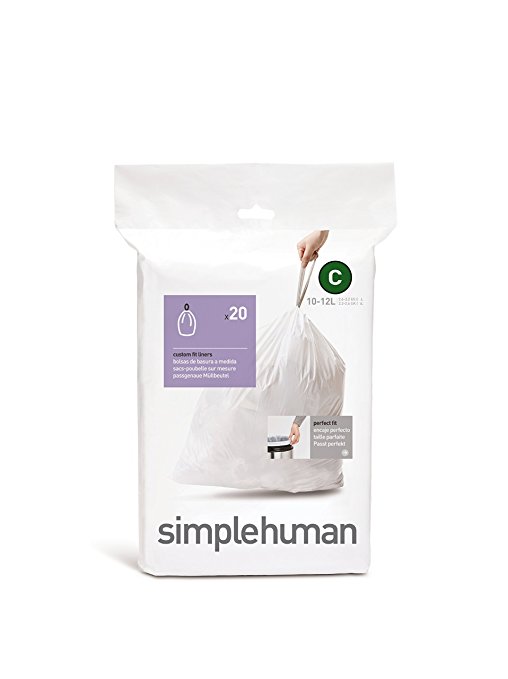 Simplehuman Code C Custom Fit Liners, 3 Refill Packs (60 liners), 10-12 Liter /pack of 3