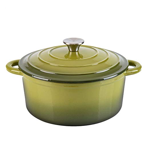 Hamilton Beach 5.5-Quart Enameled Covered Dutch Oven Pot, Green