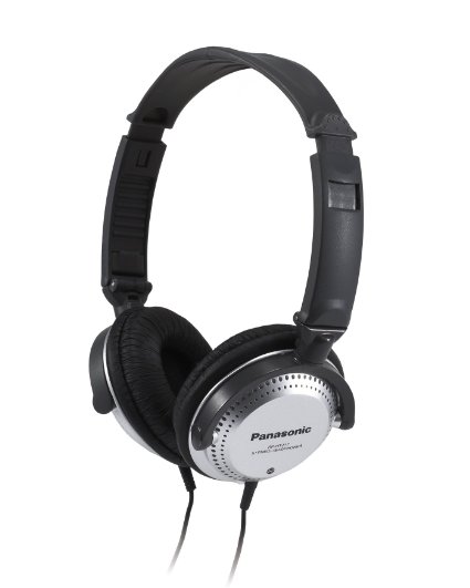 Panasonic Over-the-Ear Stereo Headphones RP-HT227 Black and Silver Integrated Volume Controller Travel-Fold Design