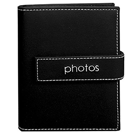 Pioneer Photo Albums 36-Pocket 5 by 7-Inch Embroidered "Photos" Strap Sewn Leatherette Cover Photo Album, Mini, Black