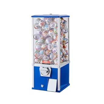 VEVOR Gumball Machine for Kids, 25" Height Home Vending Machine, PS Bouncy Balls Dispenser, Hold 230 Capsule Toys, Rectangle Bubble Gum Machine for Game Stores, Coin Operated Gumball Bank, Blue