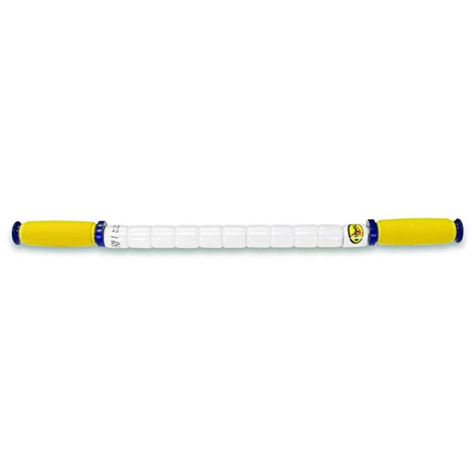 Marathon Stick - 20 Inches - Maximum Flexibility With Yellow Handles - By The Stick - Therapeutic Body Massage Stick - Potentially Improves Flexibility - Aids Muscle Recovery And Muscle Pain - Provides Myofascial Release