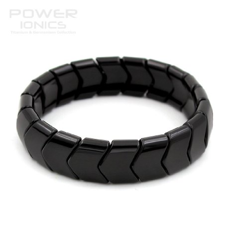 Power Ionic Health Ion Tourmaline Beads Stretch Bracelet Wristband Stretch (Black)