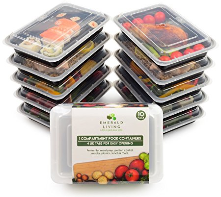 |10 pack| 1 Compartment Meal Prep Food Containers Bento Box Tupperware Set with Lids   Free Meal Prep EBook - Keep Food Fresher Longer! - Dishwasher, Microwave & Freezer Safe. Stackable, Reusable & BPA Free Plastic Food Storage Containers. Lunch Box For Portion Control & Healthy Diet.