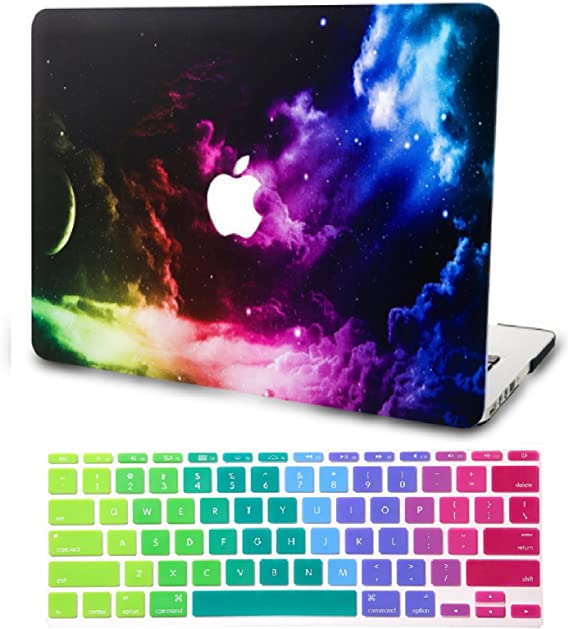 KECC Laptop Case for MacBook Pro 13" (2020/2019/2018/2017/2016) w/Keyboard Cover Plastic Hard Shell A2159/A1989/A1706/A1708 Touch Bar 2 in 1 Bundle (Colorful Space)