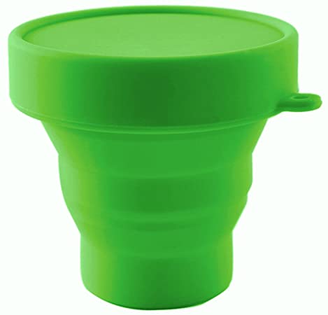 Collapsible Silicone Cup Foldable Sterilizing Cup for Menstrual Cups and Storing Your Diva Cup - Foldable for Travel from LUCKY CLOVER (Light Green)