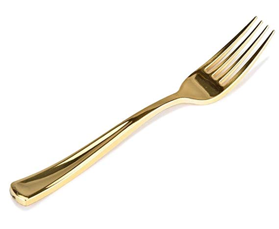 Gold Plastic Forks 600 Pack Disposable Cutlery, Heavy Duty Flatware, Plastic Silverware Set for Catering Events, Parties, Dinners, Weddings, Receptions and Everyday Use