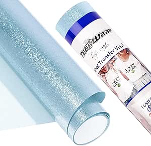 TECKWRAP Glitter HTV Heat Transfer Vinyl Roll - 10" x 5ft HTV Vinyl for Shirts, Iron on Vinyl for All Cutter Machine, Easy to Cut & Weed (Blue)