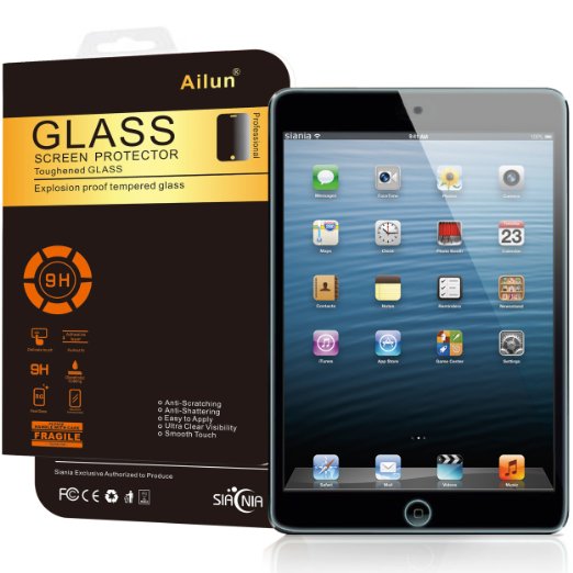 iPad Air 2 Screen Protector,by Ailun,Tempered Glass,for Apple iPad Air 1&2 Generation,9H Hardness,2.5D Curved Edge,Bubble Free,Anti-Scratch&Fingerprints&Oil Stains,Case Friendly-Siania Retail Package