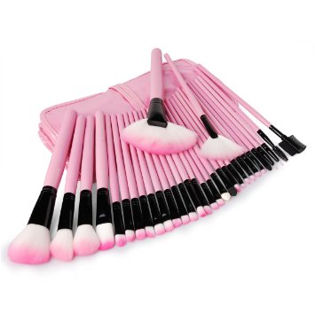 XCSOURCE 32PCS Pink Makeup Brushes Kit Professional Cosmetic Make Up Tool Set Eyeshadow, Eyebrow, Eyelash, Eyeliner, Lip, Powder, Blush, Face, Concealer, Foundation, Blusher Brush Set With Pouch Bag Case MT167